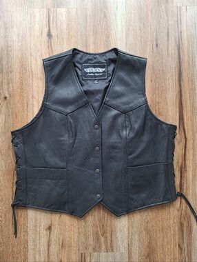 UNIK Genuine Leather Men’s Black Motorcycle XL Biker Vest Riding Club Punk